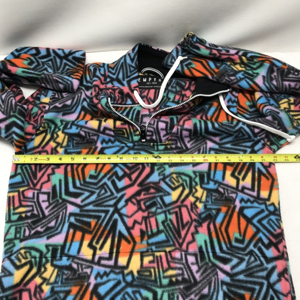 Empyre sweater Men's size Large Drawstring abstract Print Y2K Pink Blue Green - Picture 9 of 12